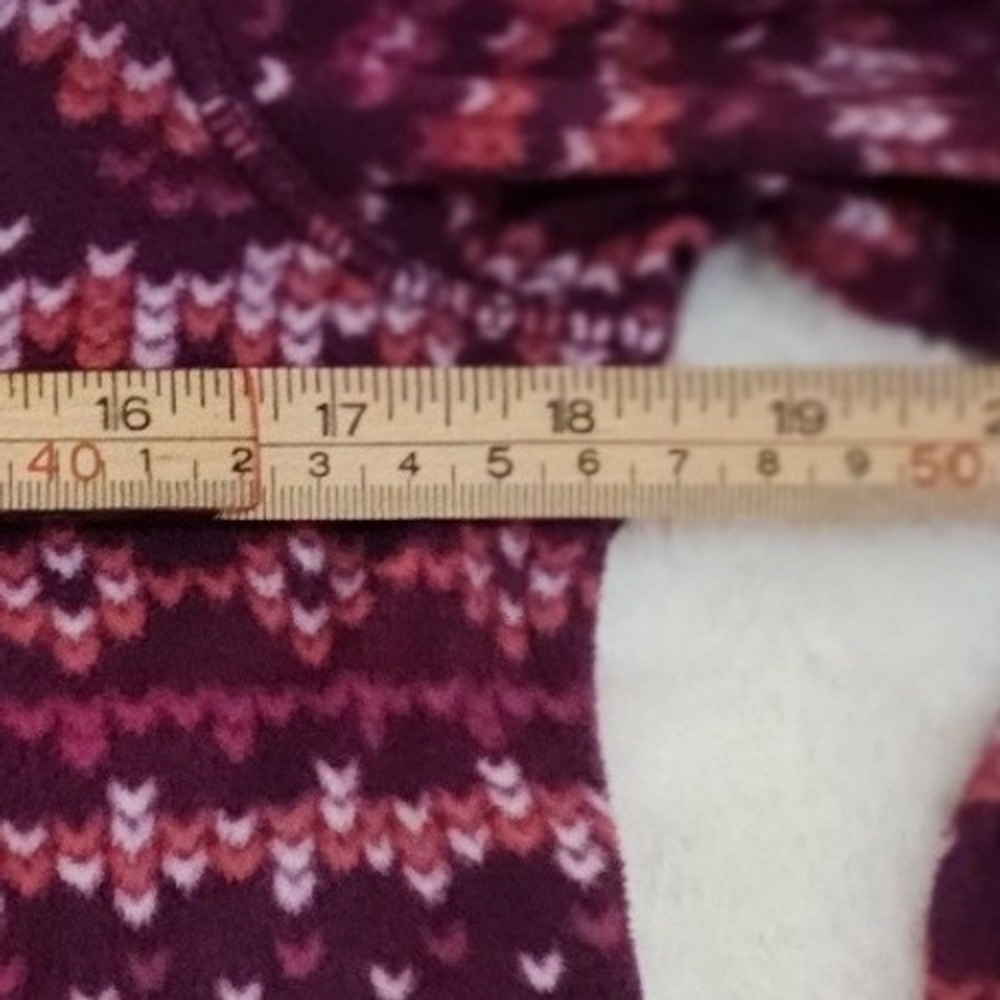 Exertek Womens Petite Medium 1/4 Zip Fleece Pullover Burgundy Fair Isle Size M P - Picture 3 of 6